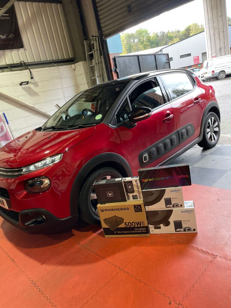 Citroen C3 audio upgrade with Phoenix Gold DSP Audison speakers and ambient lighting installed by B&B Audioconcepts in Cardiff (8)